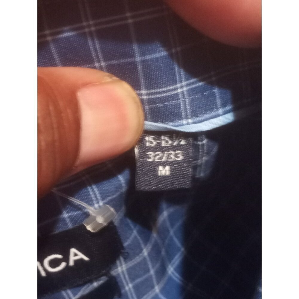 NWT Nautica Performance Super Shirt, Button Up, Slim Fit, Blue Check 15-15.5 (M) - Picture 10 of 14